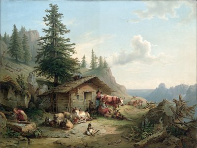 Alpine Hut on the Schafberg by Friedrich Gauermann